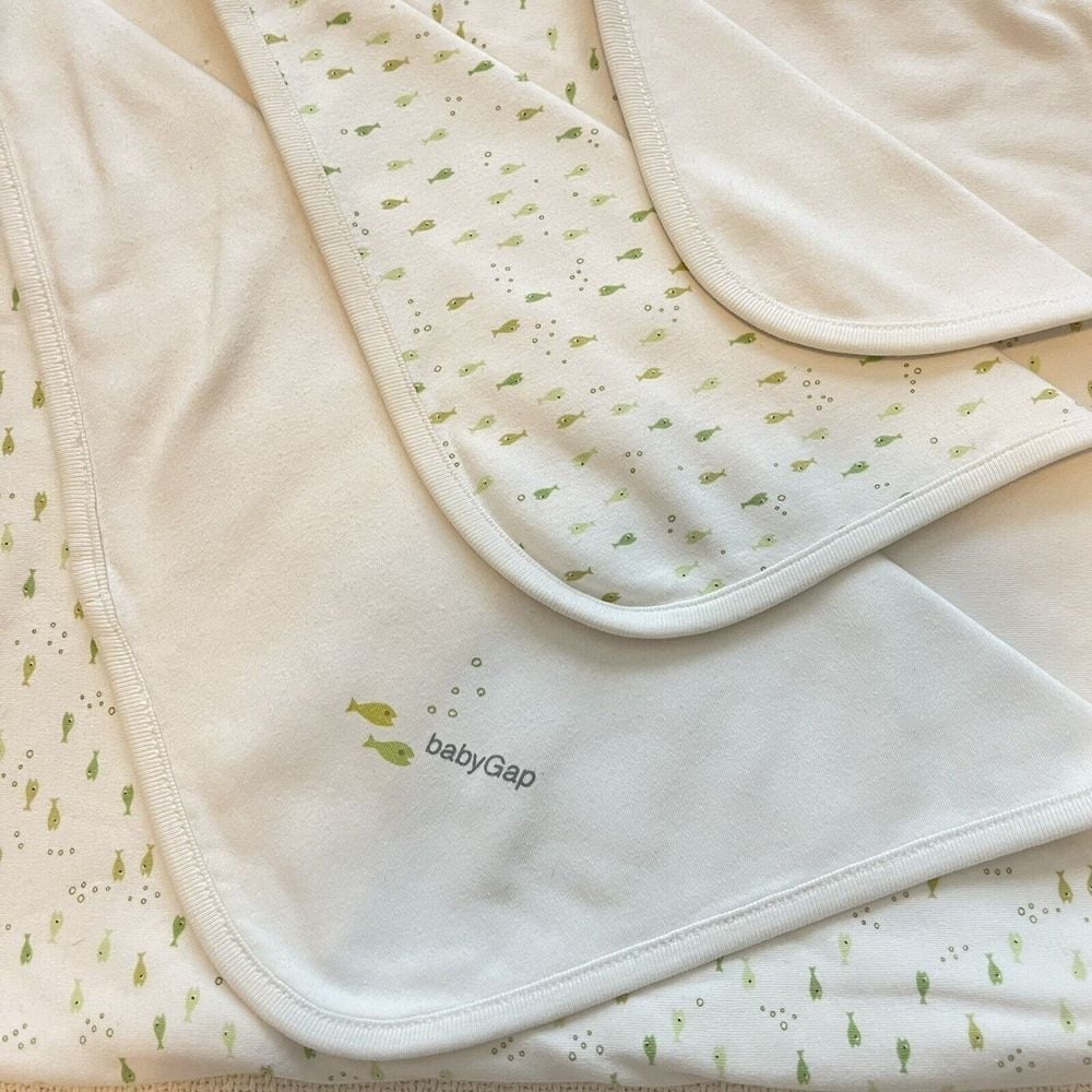 Vintage Baby Gap Green Sea Bass Fish Ocean Baby Blanket Crib