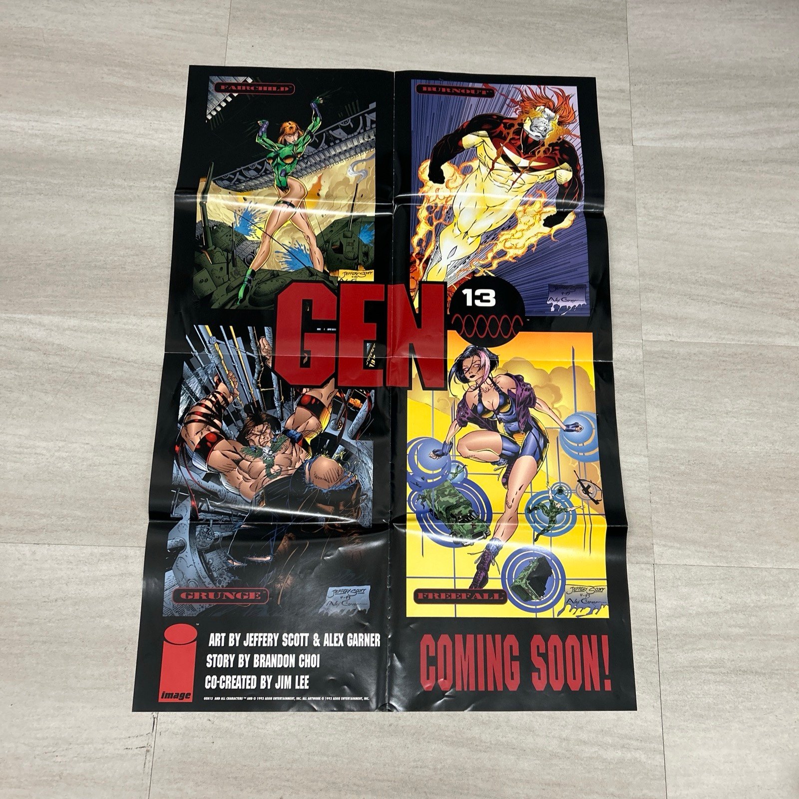 Folded Promo Poster Gen 13 Image Comics 36 X 24 Unused 1993 Scott / Gardner Art