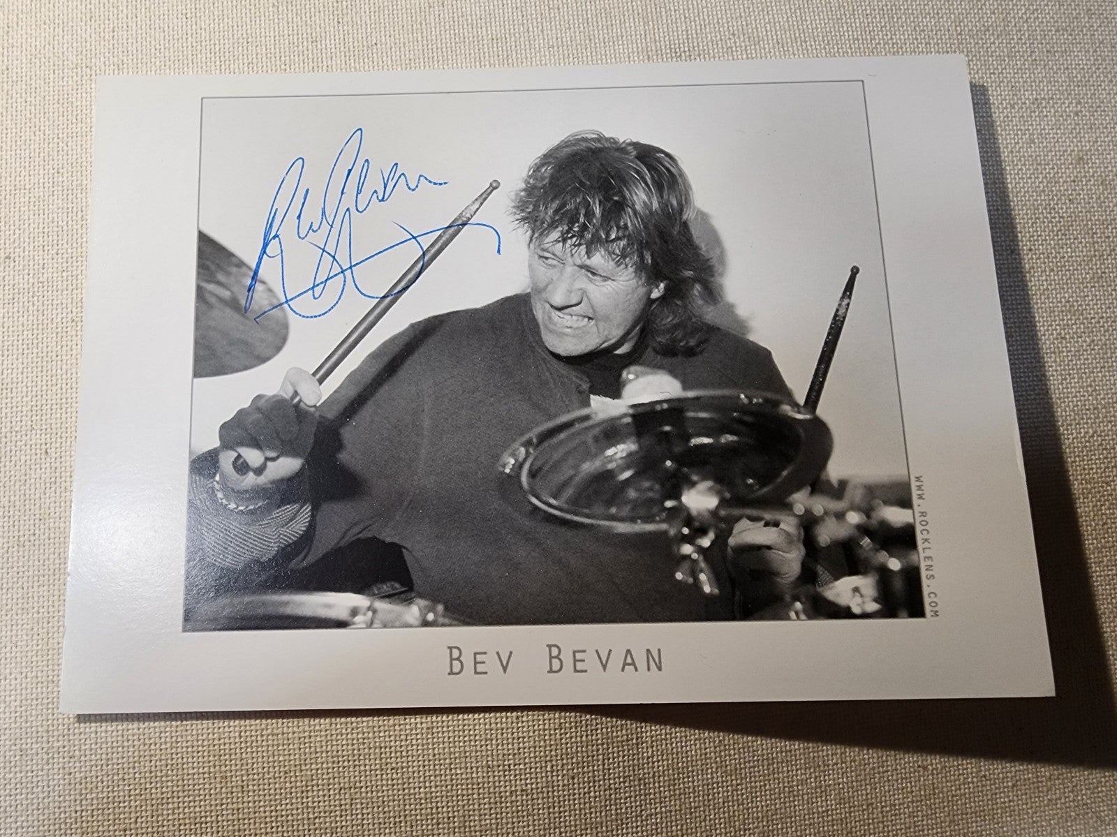 Drummer BEV BEVAN Signed Postcard ELO BLACK SABBATH AUTOGRAPH