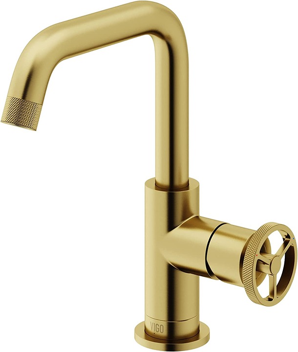 VIGO VG01047MG Cass 1-Handle Single Hole Bathroom Faucet, Matte Brushed Gold