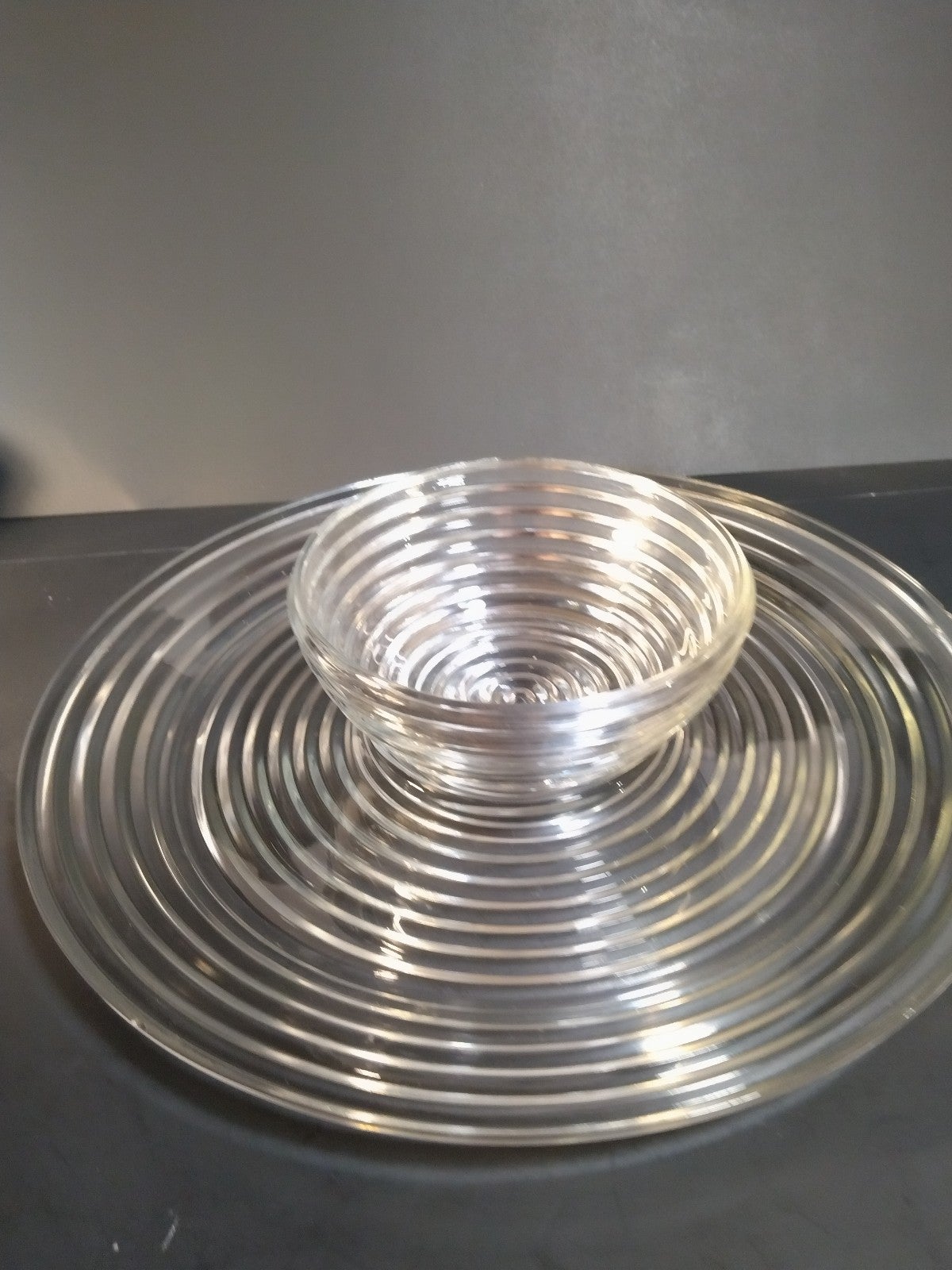 Anchor Hocking Park Avenue clear chip and dip plate and bowl