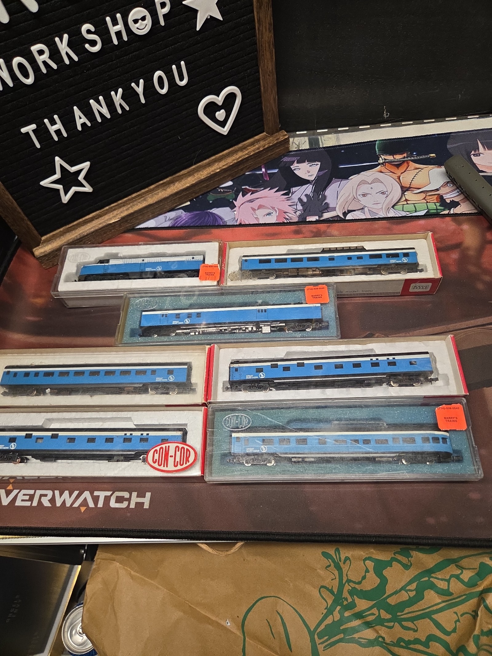 N-Scale Con-Cor Sky Blue Great Northern PA - 6 Passenger Car Set