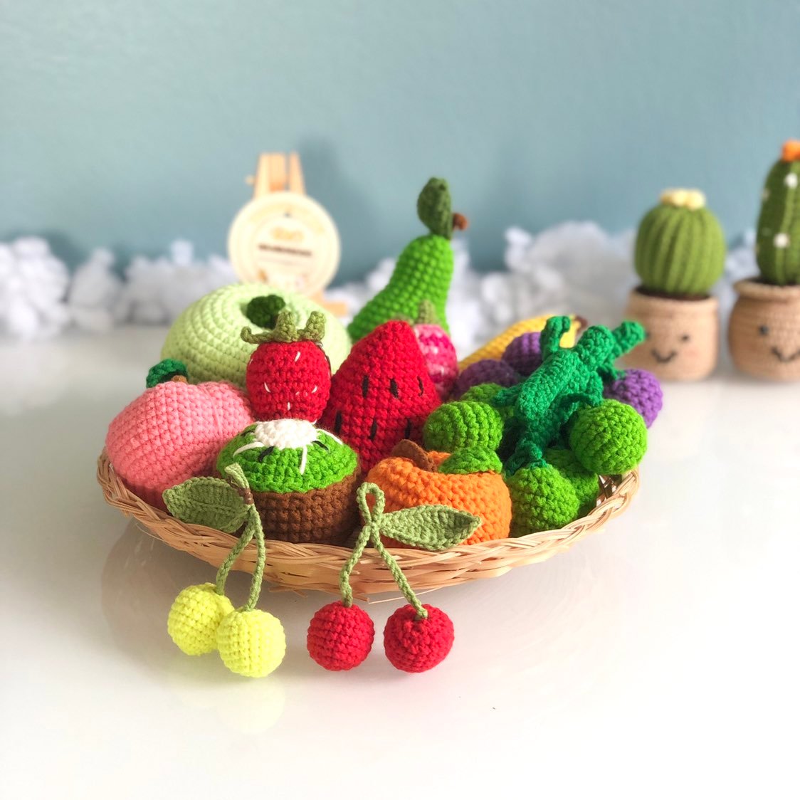 Set of 10 Crochet play vegetables and fruit set