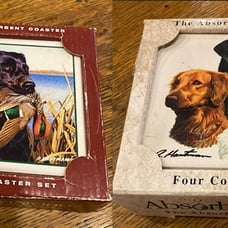 AbsorbaStone coaster sets black lab dogs hunt hunting waterfowl ducks gun dog
