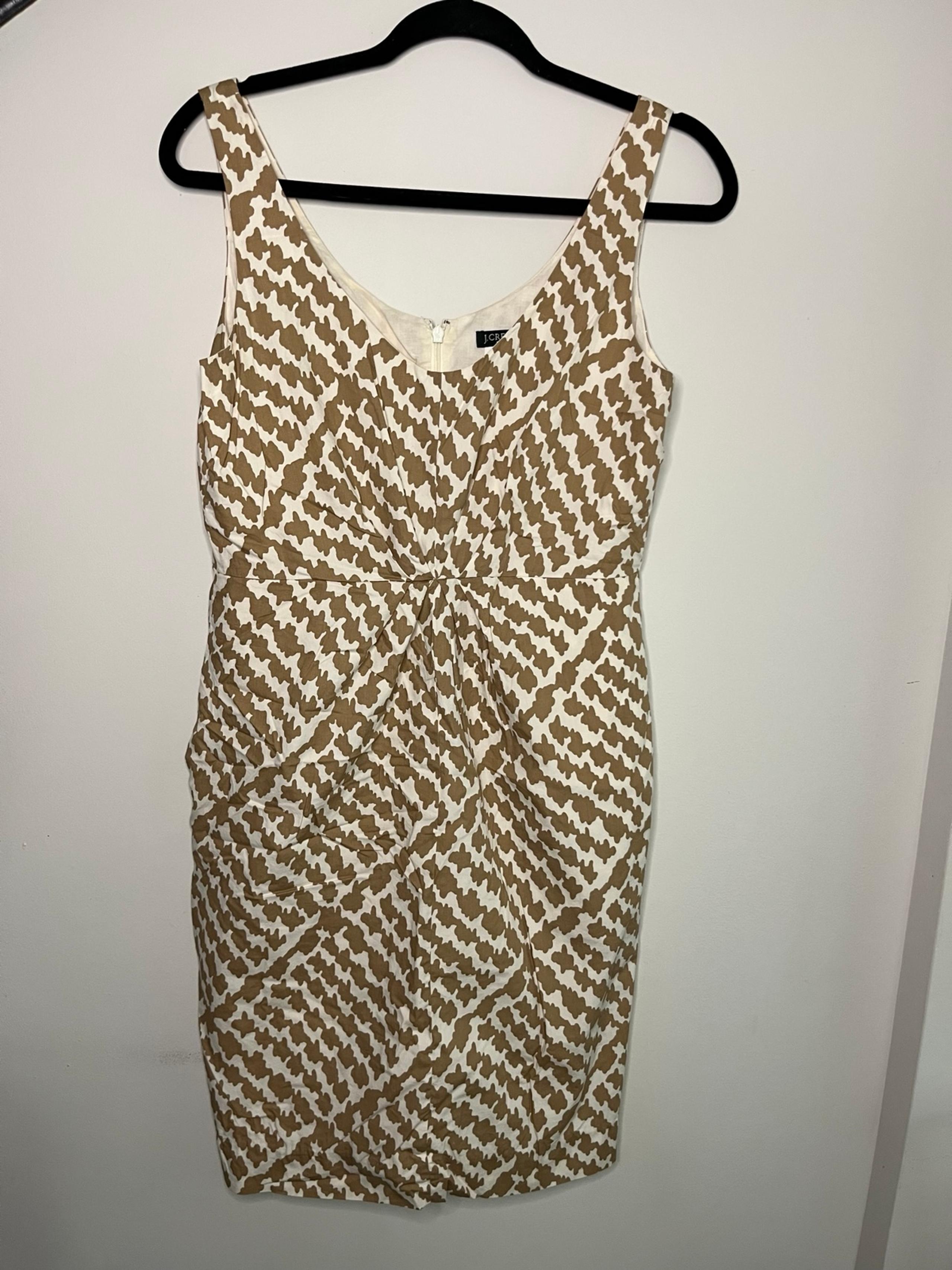 Women’s J Crew Sleeveless Linen Geometric Knee Length Dress Size 6