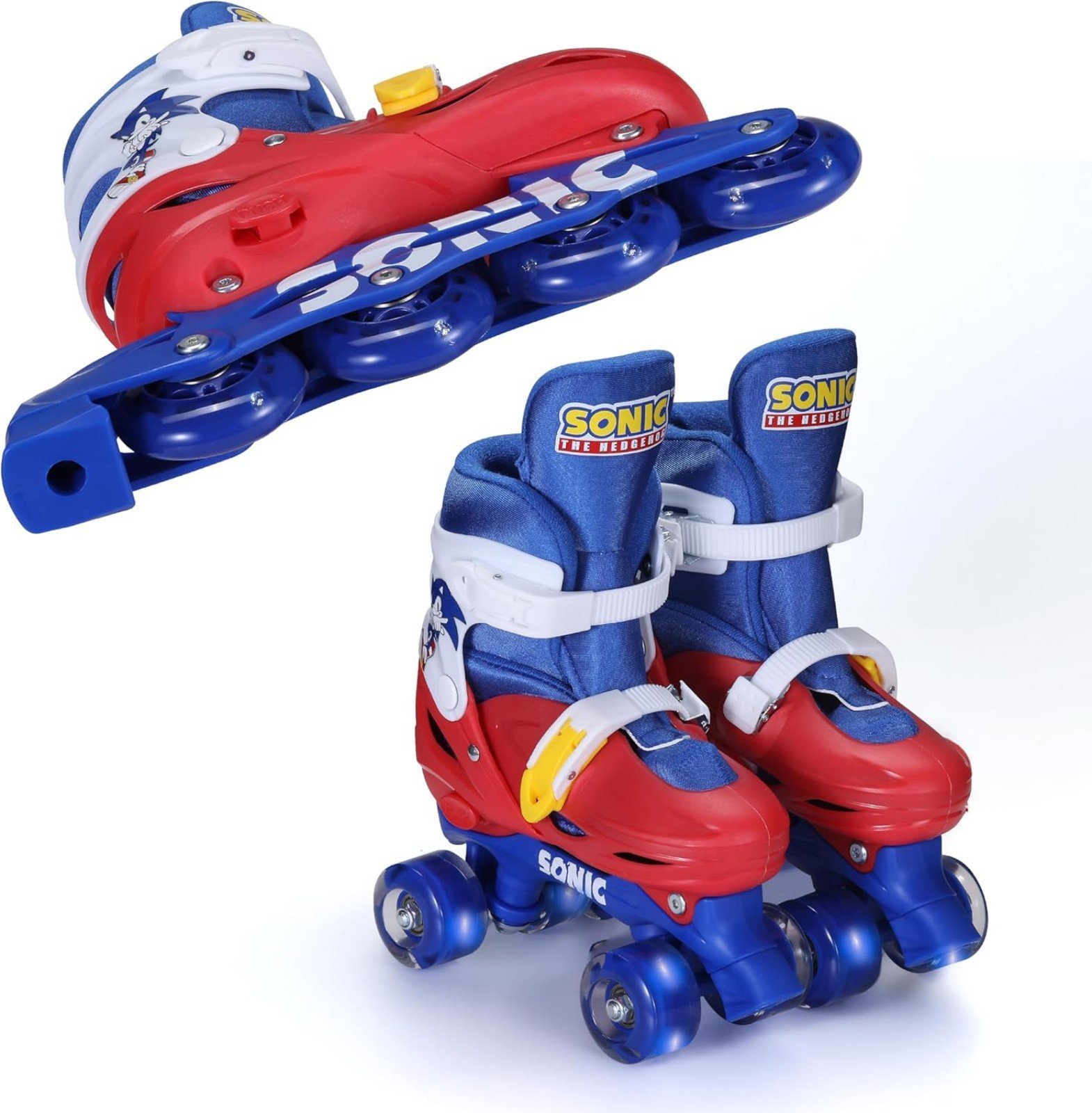 Sonic the Hedgehog 2in1 Kids Roller Skates Inline Skates LED Wheels Size 3-6