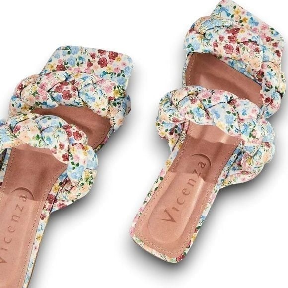 Free People Vicenza Poppy Slip-On Multicolor Floral Sandals Womens Size 8