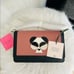 Kate Spade Gentle Panda Crossbody Leather Wallet Bag, Pink/Black, NWT