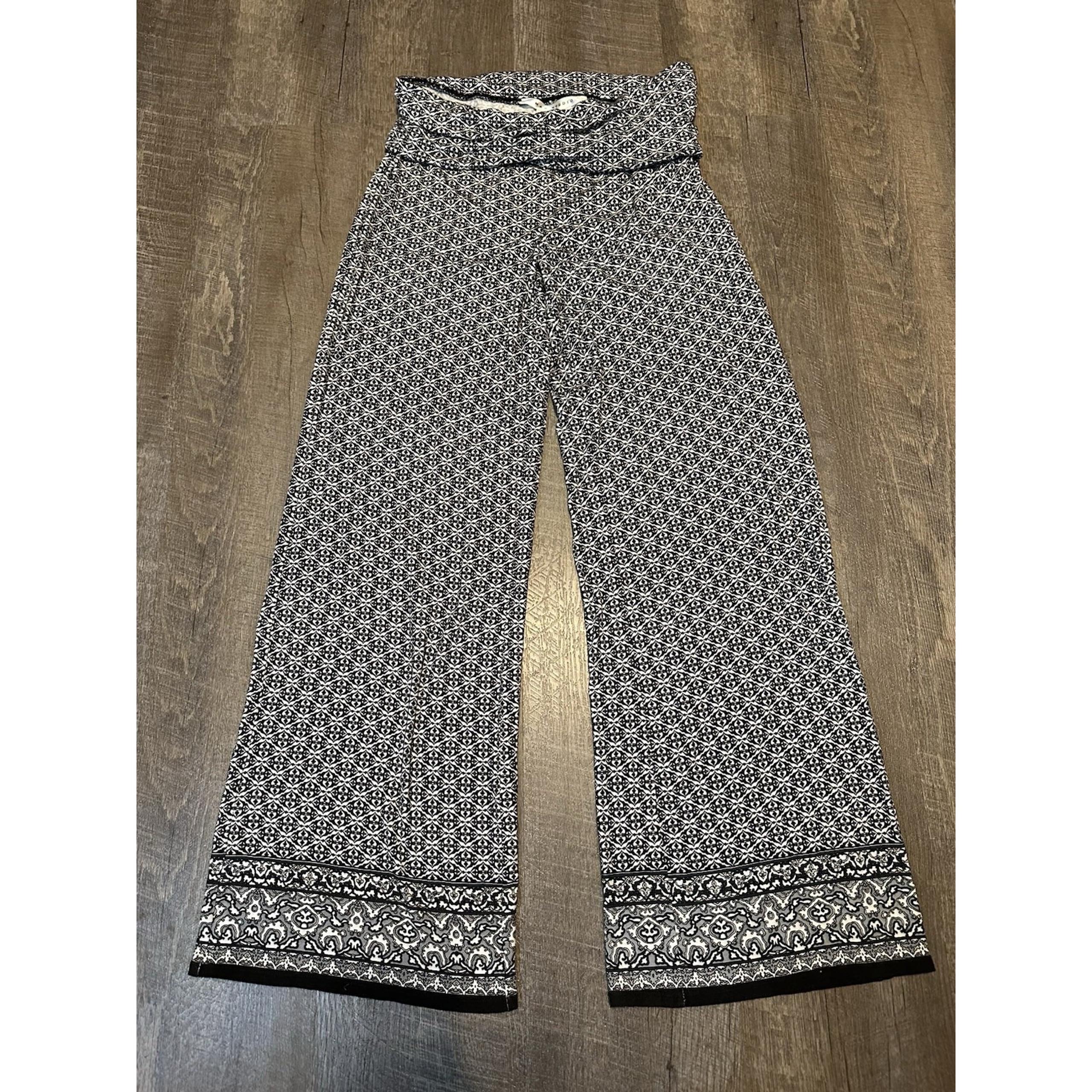 NWT Max Studio Women's Black White Fold Over Elastic Waist Wide Leg Boho Pants S