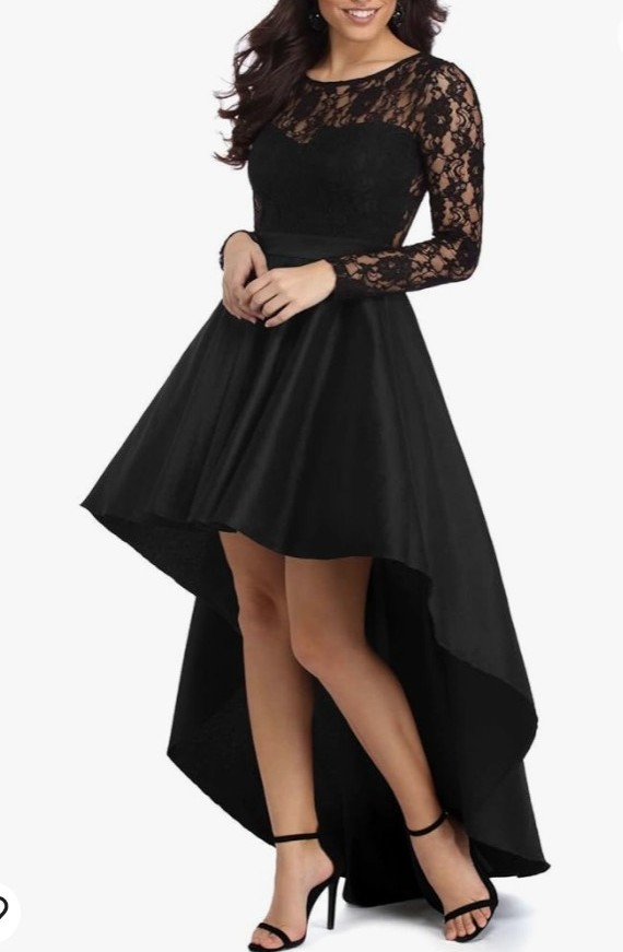 Elapsy Womens Sexy Lace Hi Low Cocktail Party Dress Floral Swing Prom Evening Go