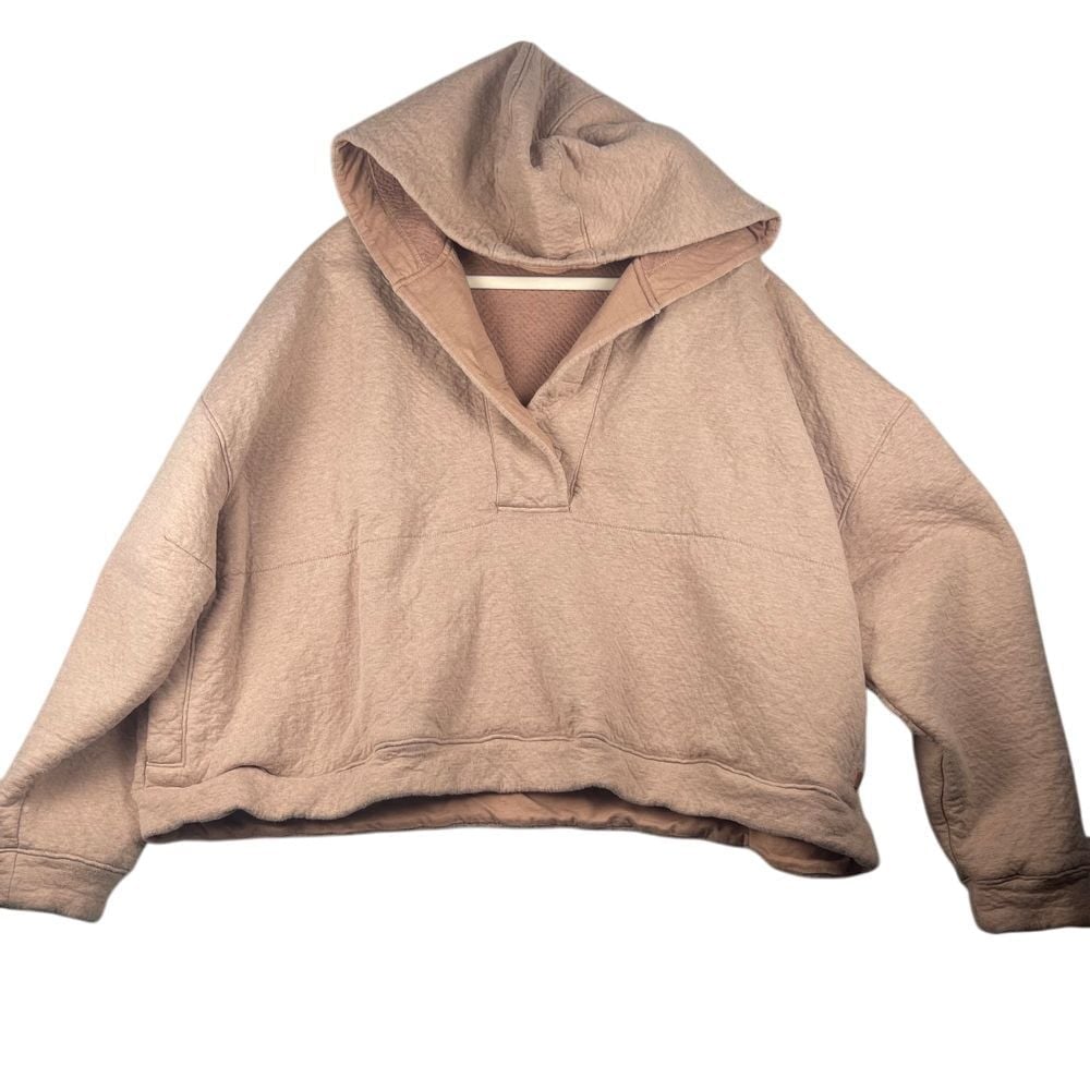 Lunya Pullover Restore women's L/XL oversized hoodie, double faced tan heather