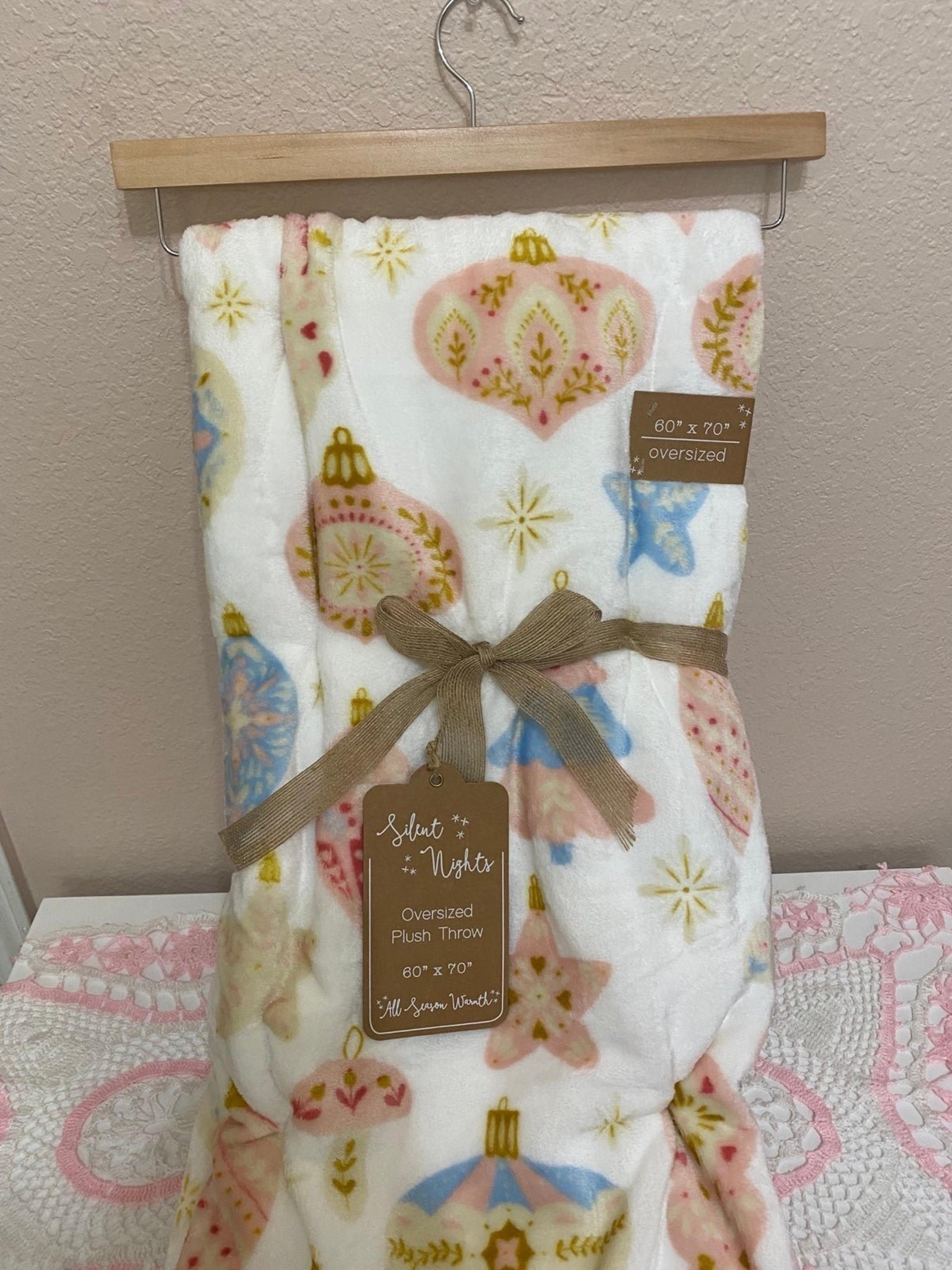 Pastel Gingerbread Christmas Ornament Throw Blanket