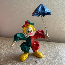 Vintage Mexican Paper Mache Glazed Rainbow Clown