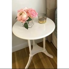 White Cottage Farmhouse End Table Solid Wood Nighstand coffee Table Accent Wood