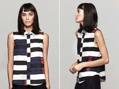 Rag & Bone Short Sleeve Button Down Collared Color Block Top Size Small