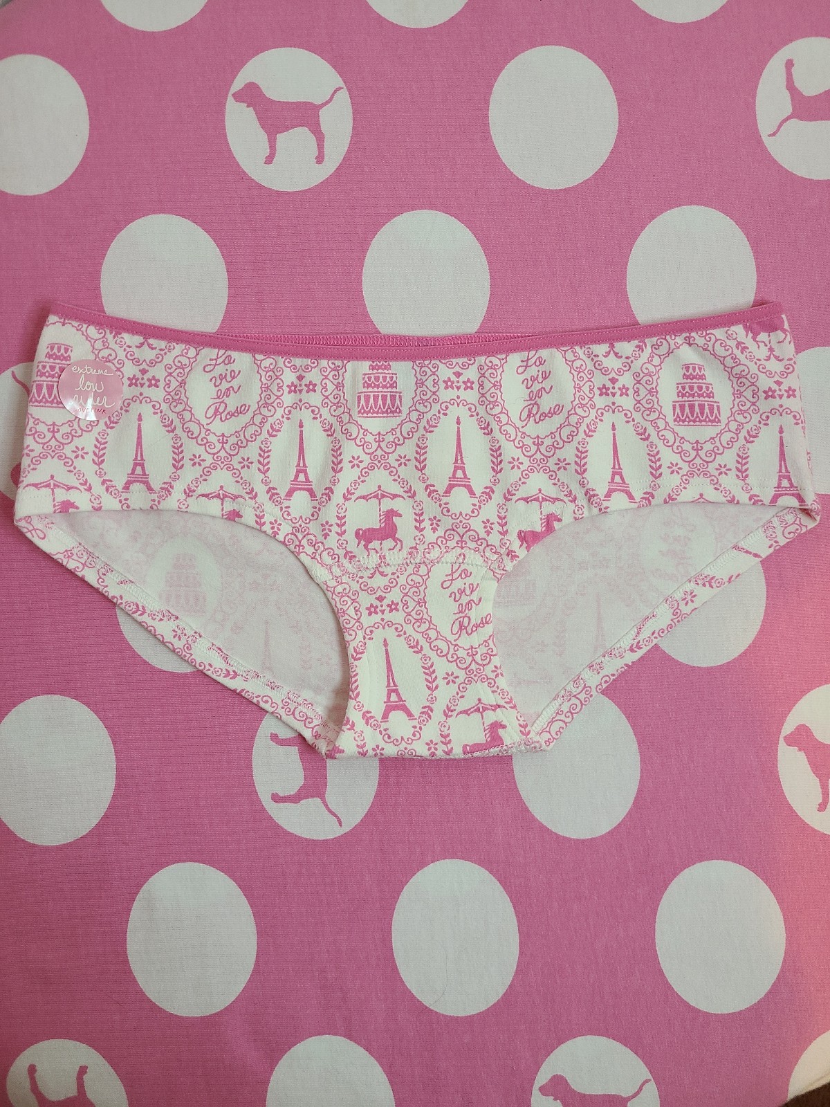 NWT VTG Victoria's Secret PINK Extra Low Rise Hipster Panty XS Rare Paris Scenes