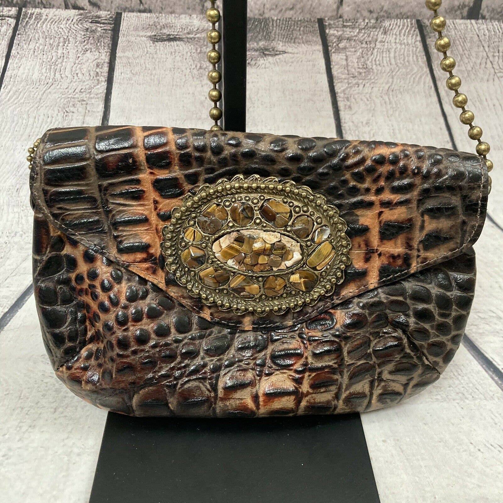 Leather Rock USA Hornback Gator Print Pouch Shoulder Bag Vintage Preowned