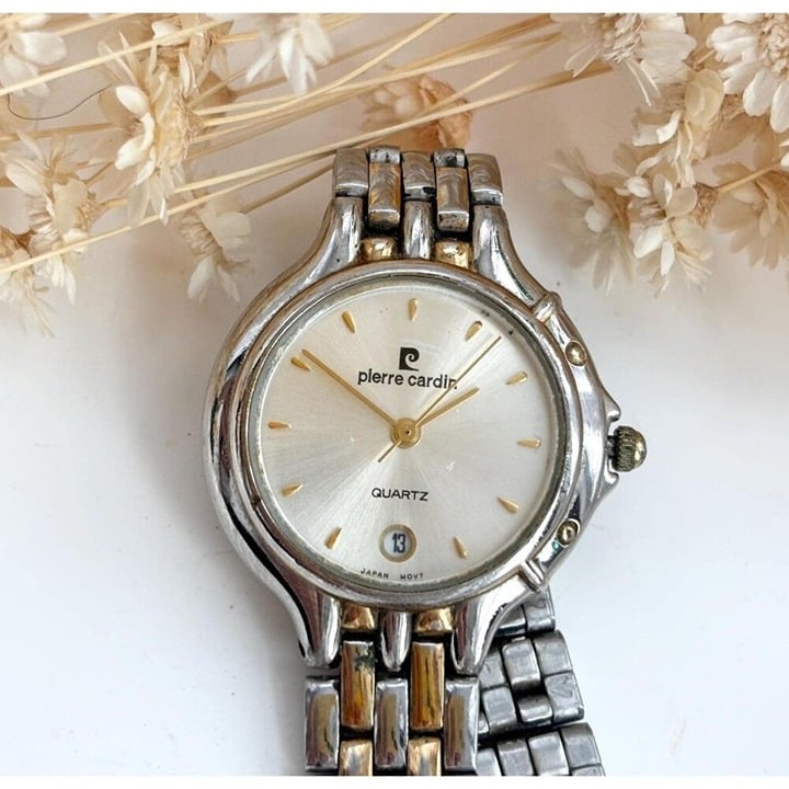 Pierre Cardin Dual Silver & Gold Toned 31692 Vintage Wristwatch - 20mm - WORKS!