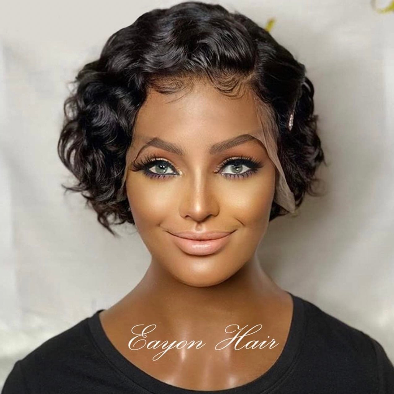 Curly lace front wigs Human hair pre plucked 180% density glueless human hair wi