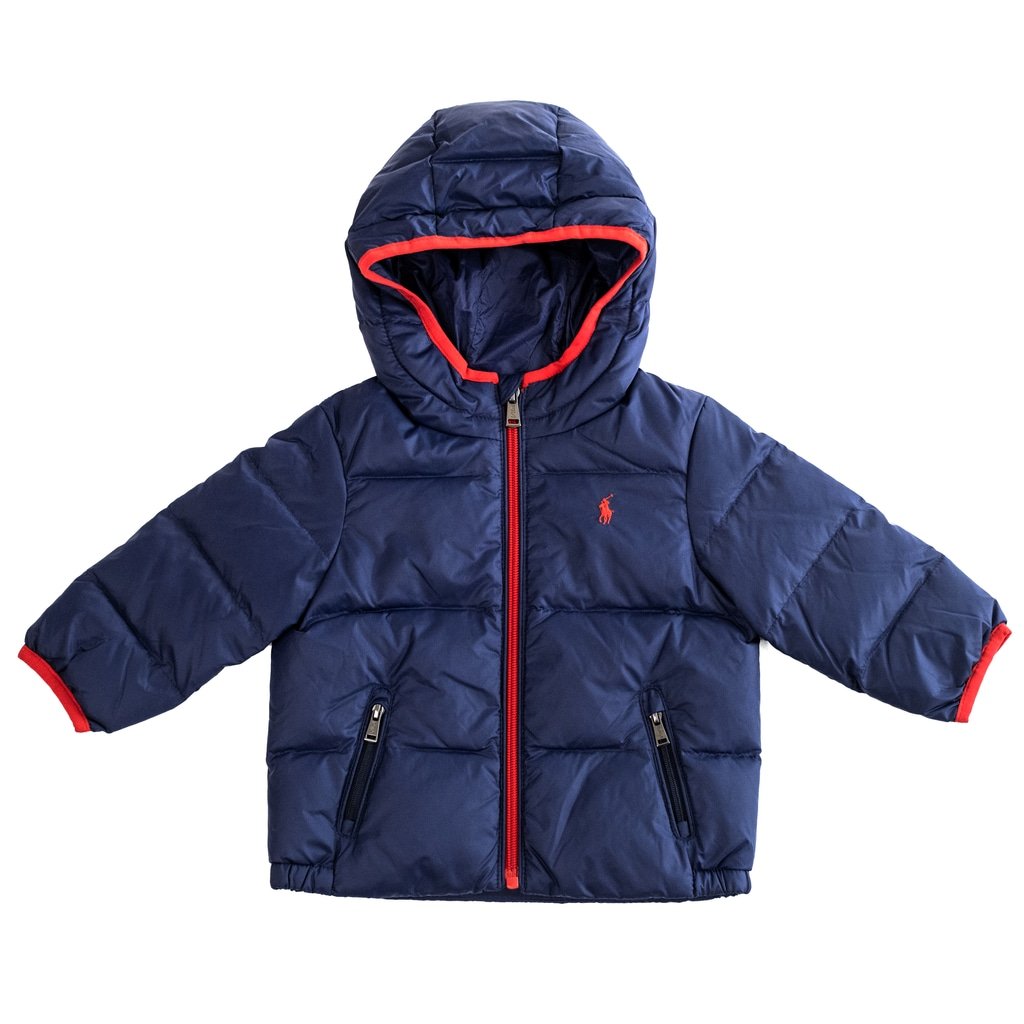 NWOT Baby Boys Polo Ralph Lauren Puffer Down Jacket Navy Blue 155 - Size 6-9 M