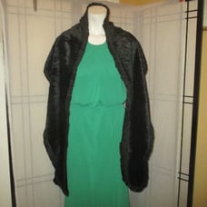 vintage velvet stole wrap with satin pleated trim