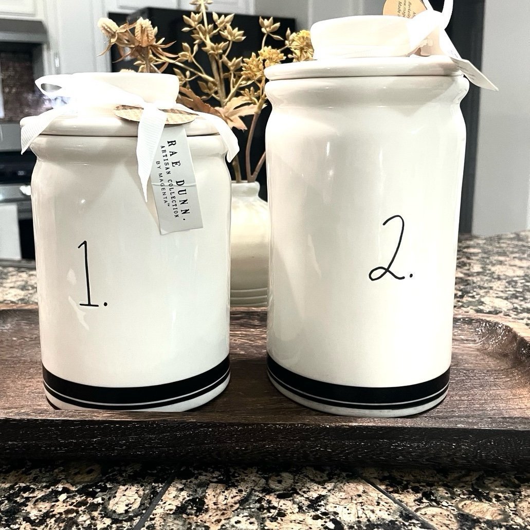Rae Dunn 1. & 2. Canisters with Black Trim✨✨