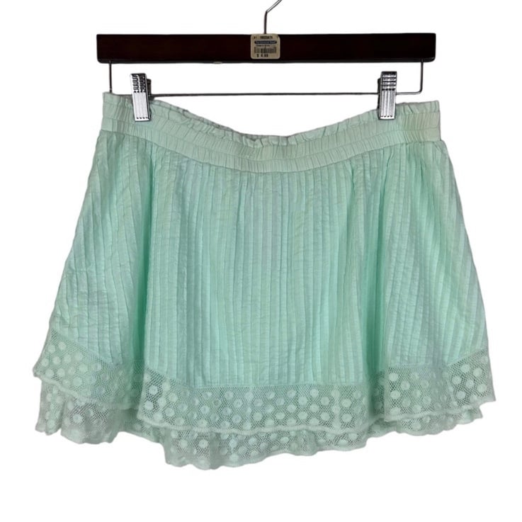 LoveShackFancy Toya Mini Skirt New XS Seafoam Ruffle Lace