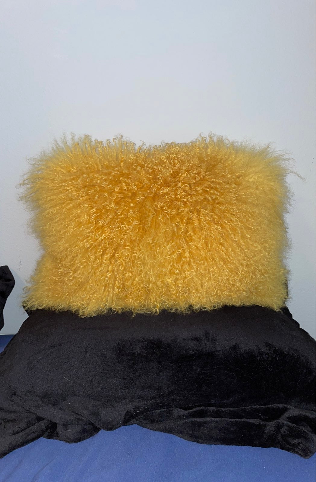 yellow fur pillow