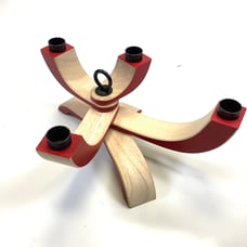 Design House Stockholm MCM Nordic 4 Arm Red Wood Candlestick Candle Holder