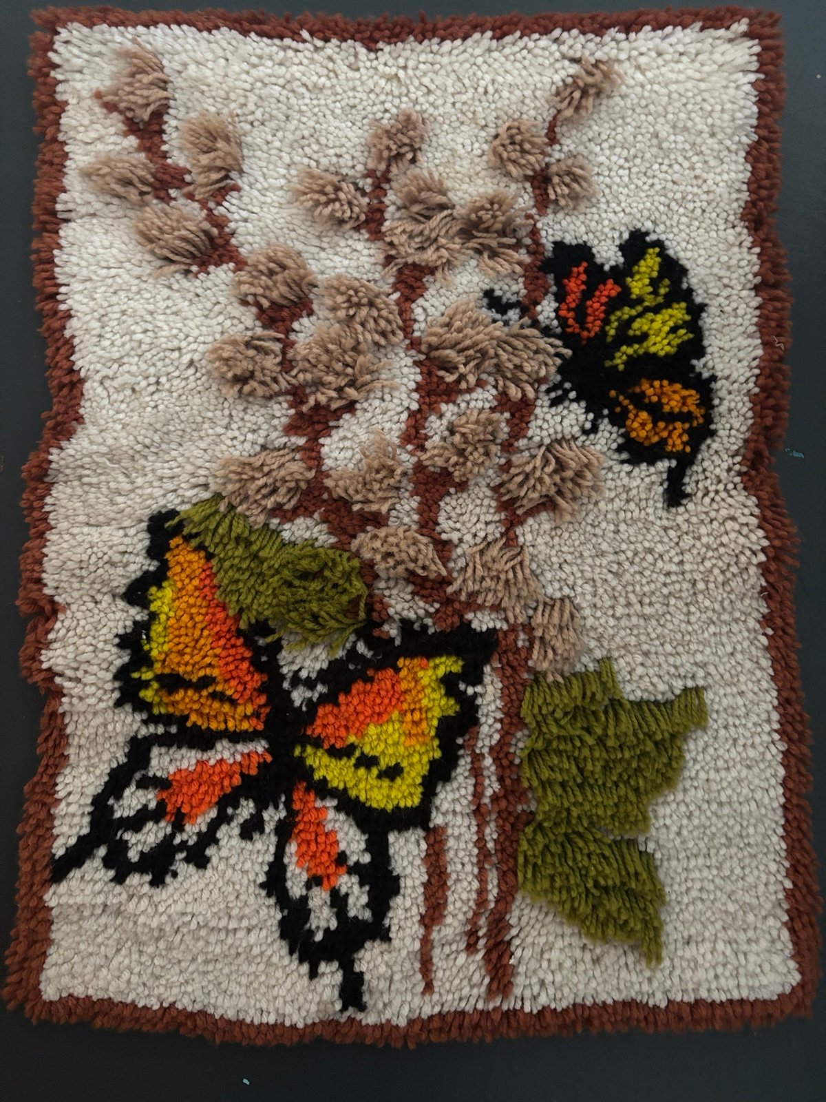 Vintage Butterfly latch hook rug