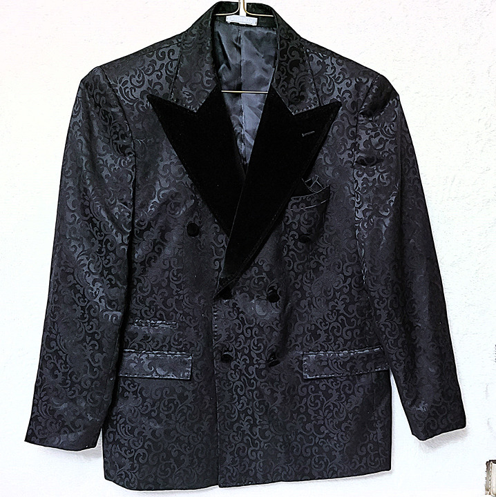 Rossi Man Zeus Black Paisley Tux Jacket RM1625 w Velvet Lapels Slim Fit