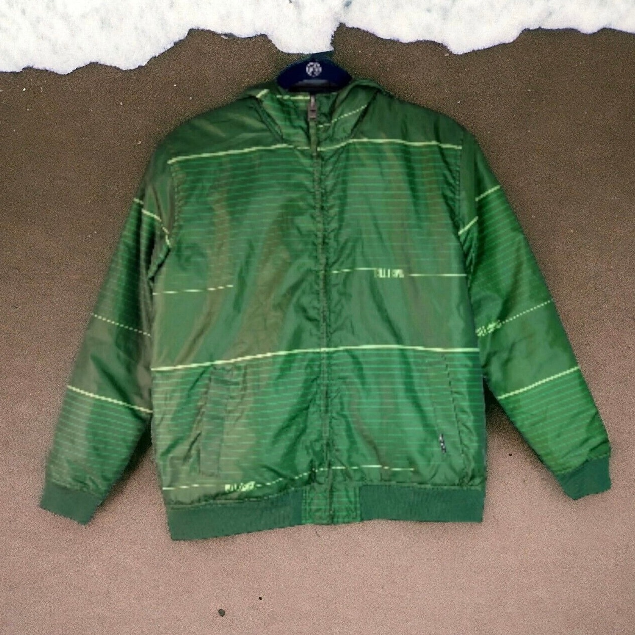 Billabong Youth Large Hooded Insulated Green Puffer Jacket Full Zip