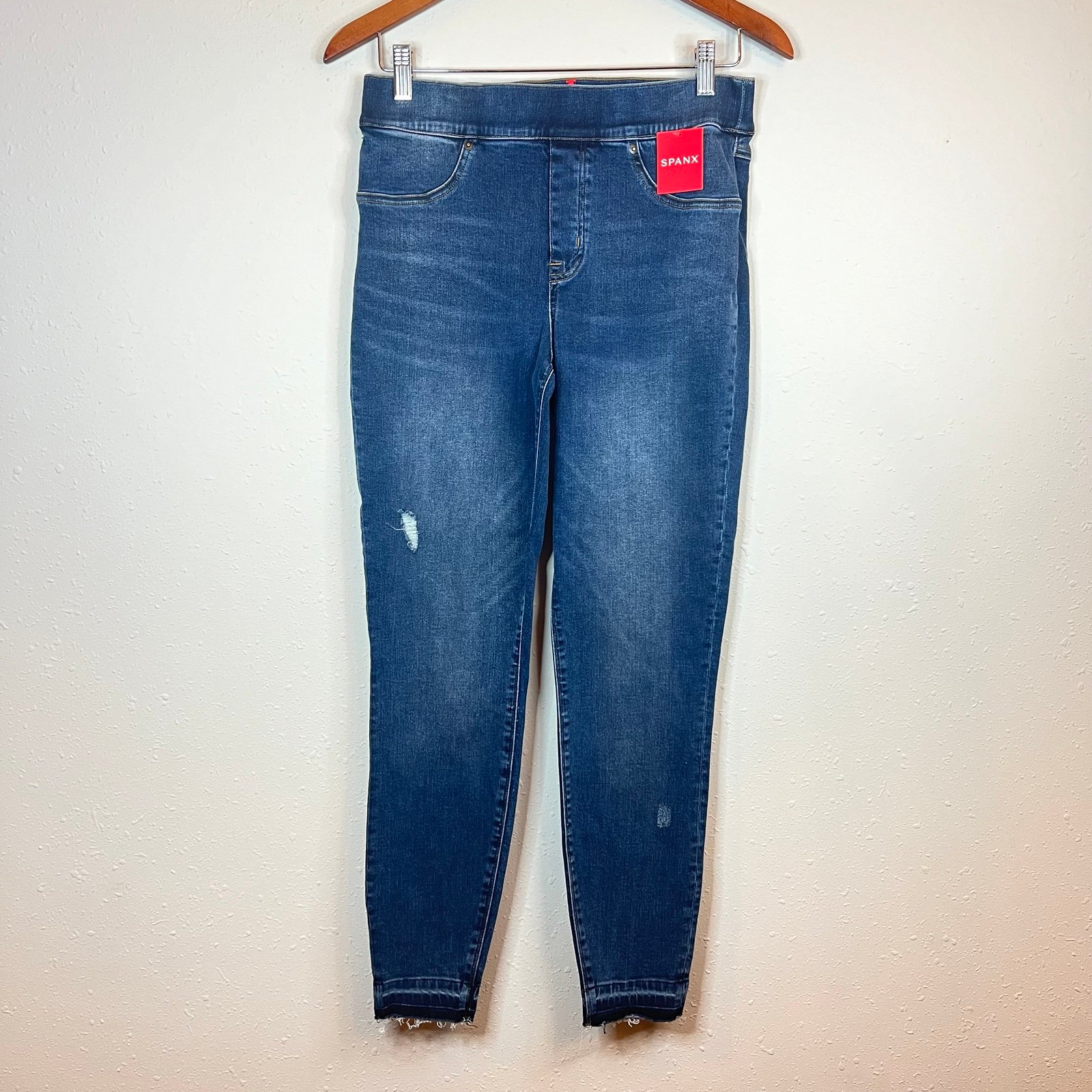 Spanx Women’s Distressed Medium Blue Hi Rise Ankle Skinny Jeans/Sz:M:NWT