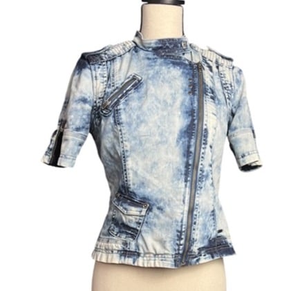 Guess Women's Indigo Denim Assimetric Stretched Zipped Sz M Pre-owned