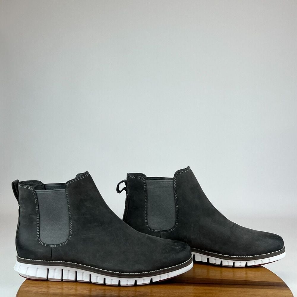 Mens Cole Haan ZeroGrand Gray Nubuck Comfort Ankle Chelsea Boots Size 12 M GUC