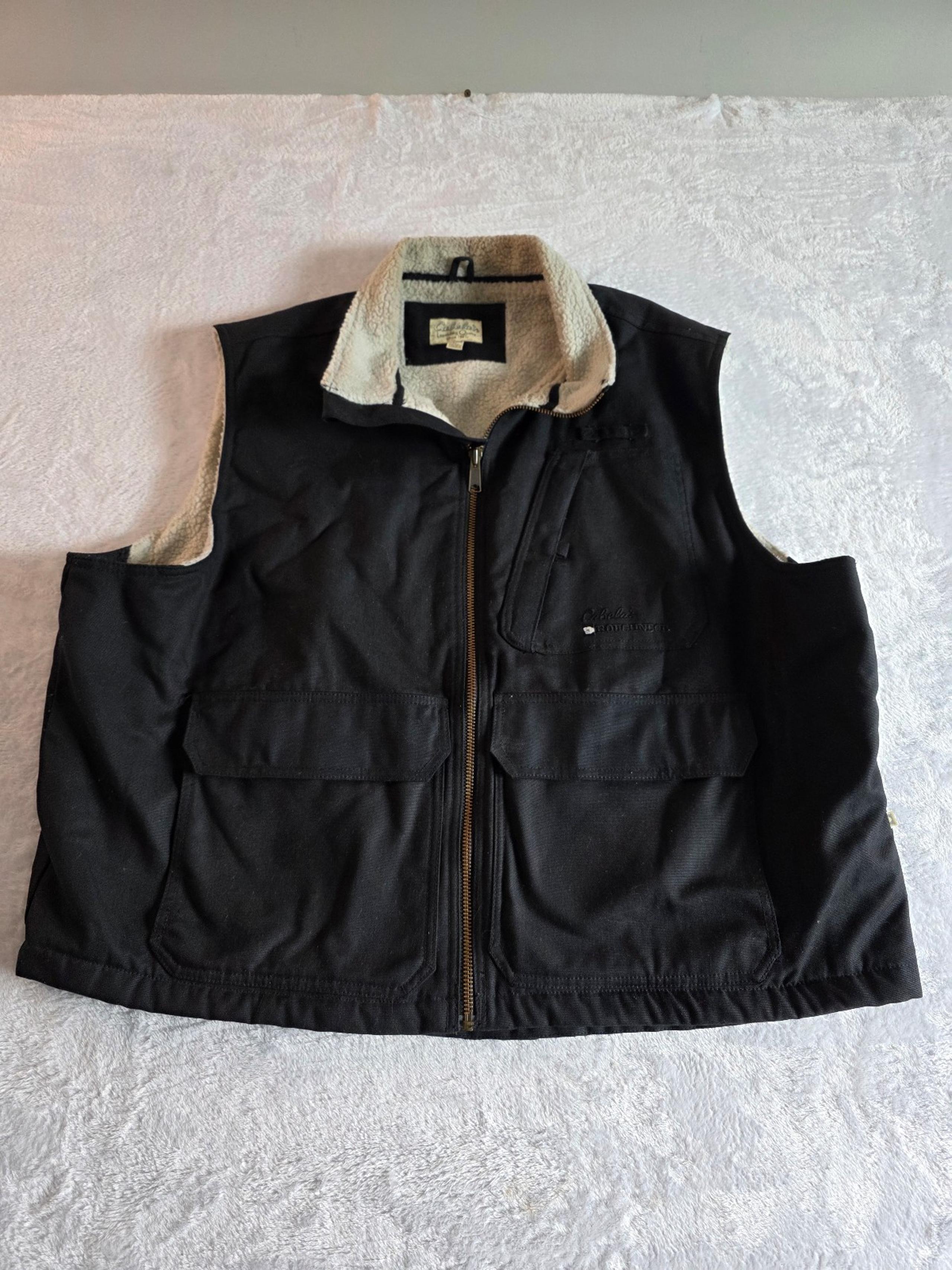 Cabelas Vest Mens 2XL Black Roughneck Outerwear Canvas Sherpa Lined Work