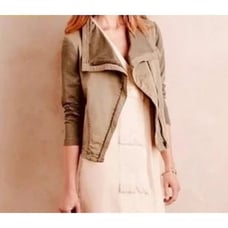 Anthropologie MARRAKECH Faravel Moto Jacket Khaki Olive, Size S Small