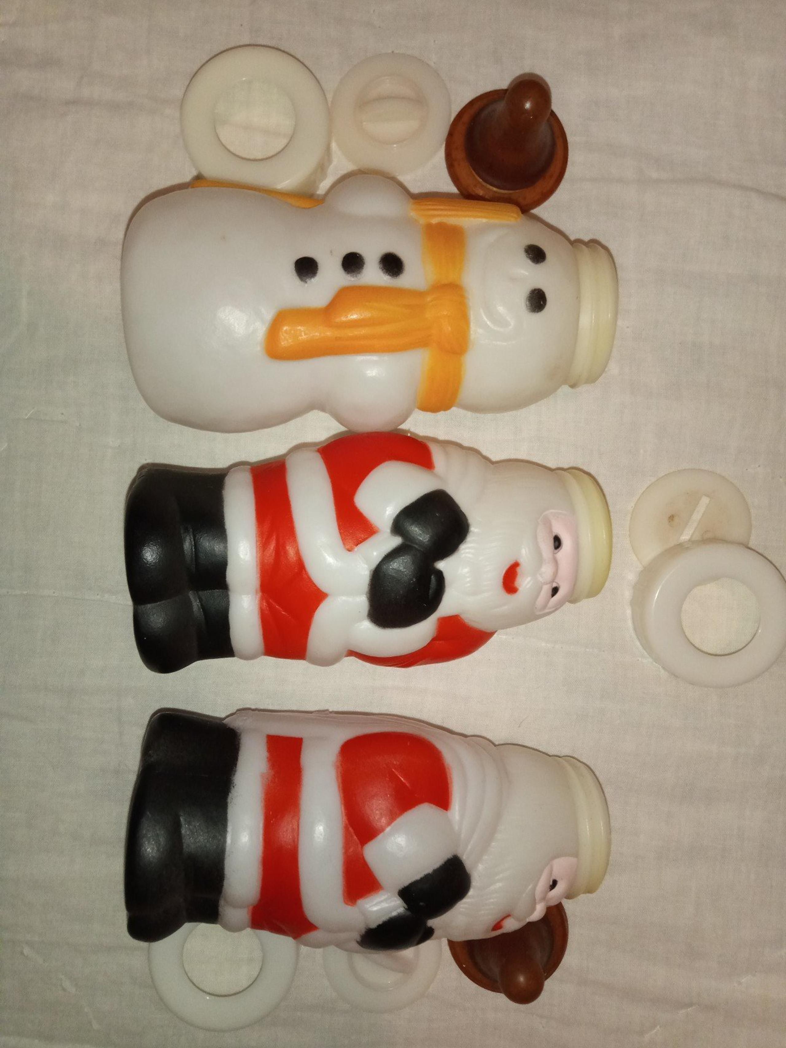 Vintage Evenflo Infant Baby Plastic Bottles Santa & Snowman