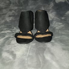 Women's Rogue Assymetrical Black Slip On Heel Size: 7.5M