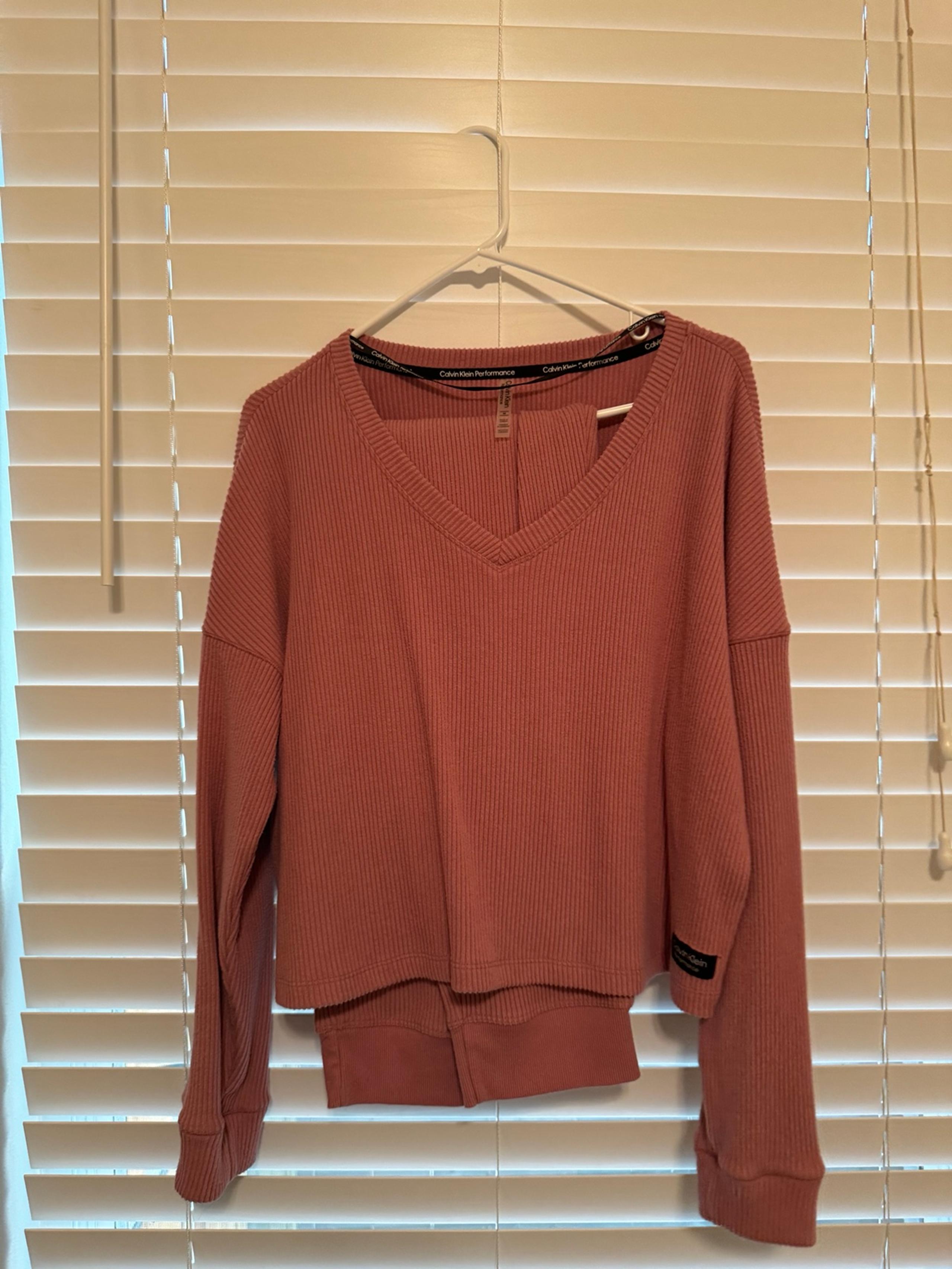 Calvin Klein Performance Ribbed Open V-Neck Pullover Sweater & Joggers