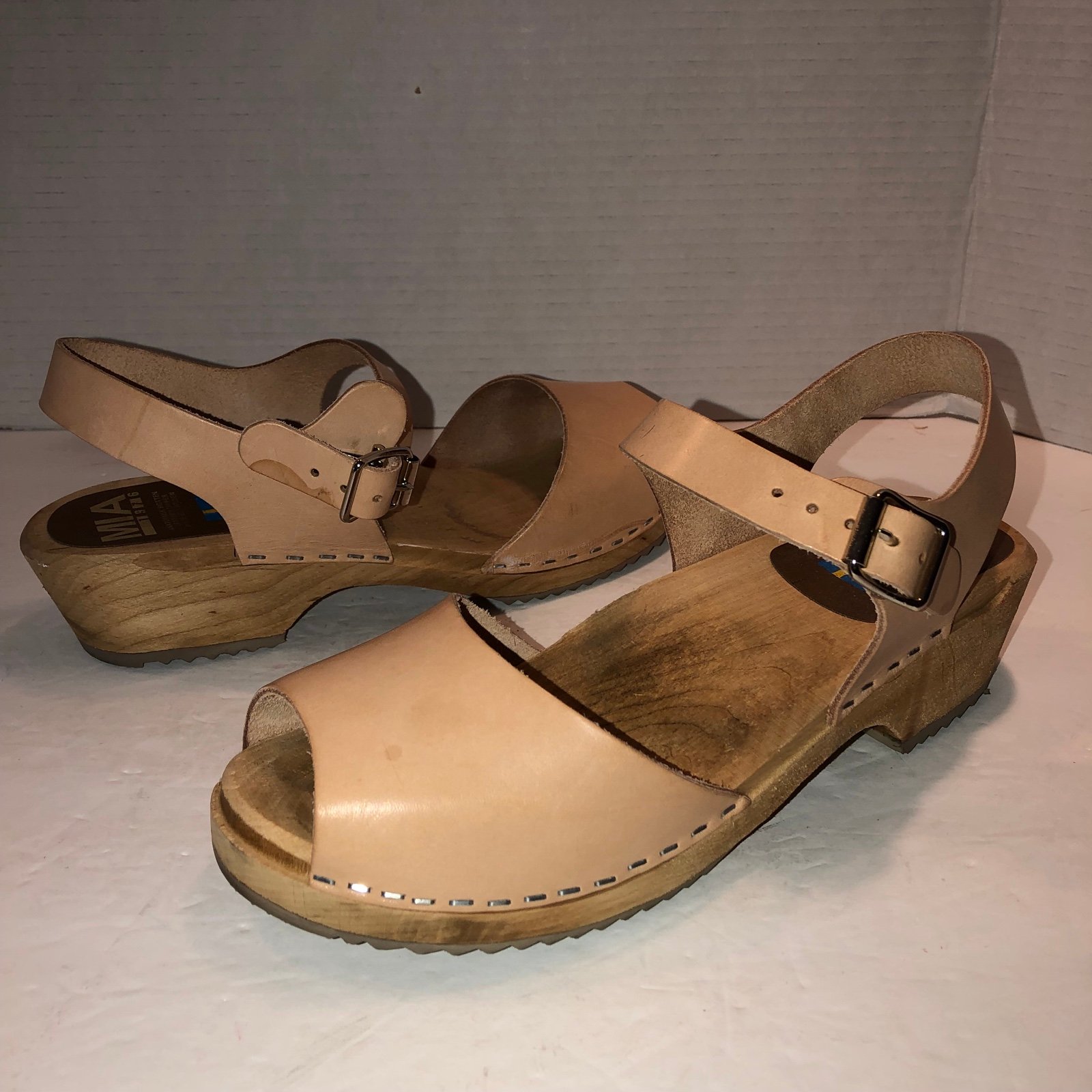 MIA x Free People Greta Anja Wooden Clogs Mules Shoes Sweden sz 39