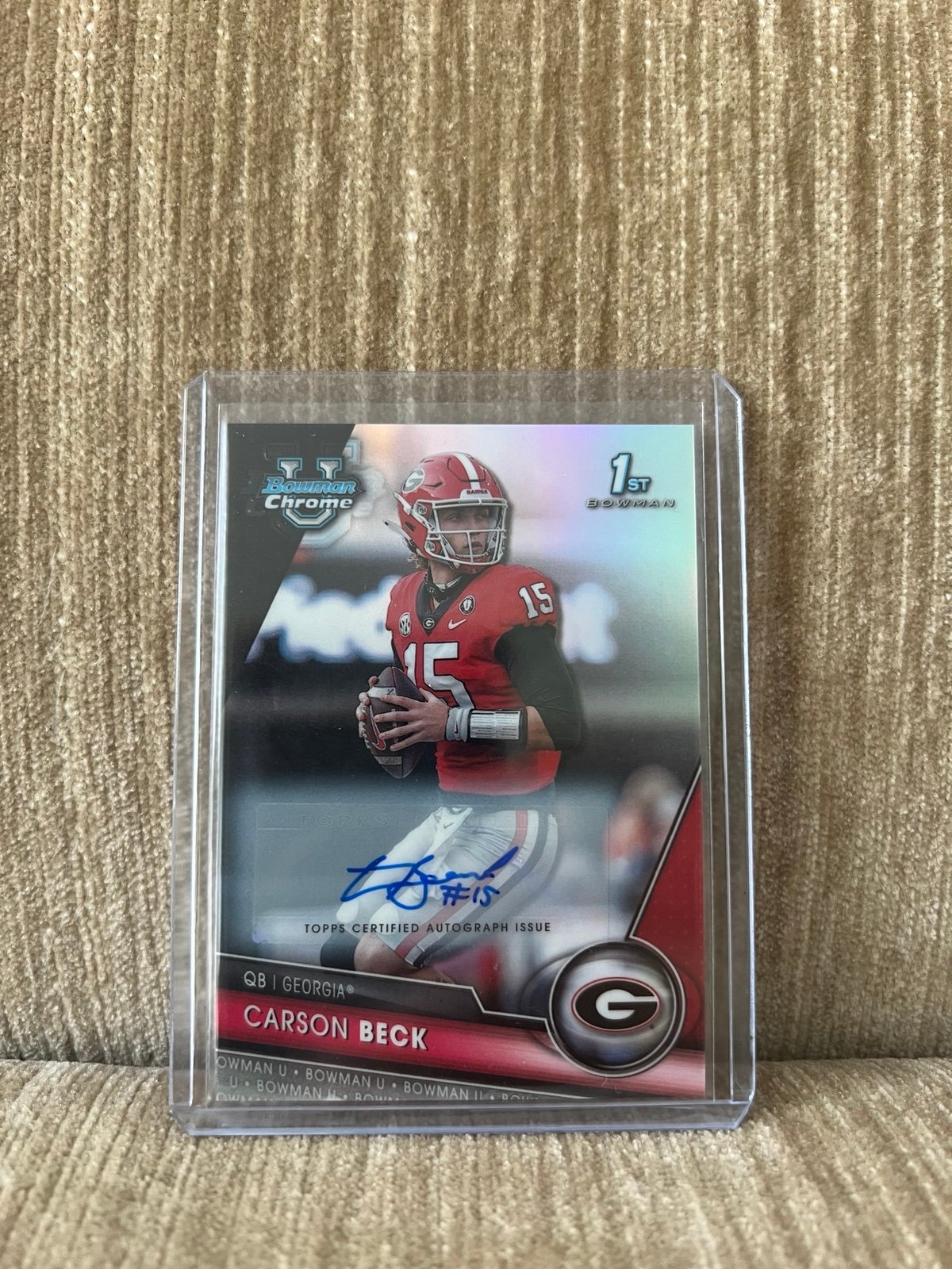2023 Bowman Chrome #44 Carson Beck Refractor Autograph #276/499 Georgia