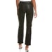 Good american good legs straight black leather coated pants organic cotton