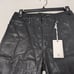 Good american good legs straight black leather coated pants organic cotton