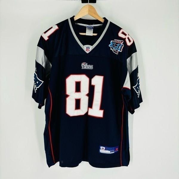 Vintage NFL Reebok Randy Moss New England Patriots Jersey Blue Mens Size 52 XXL