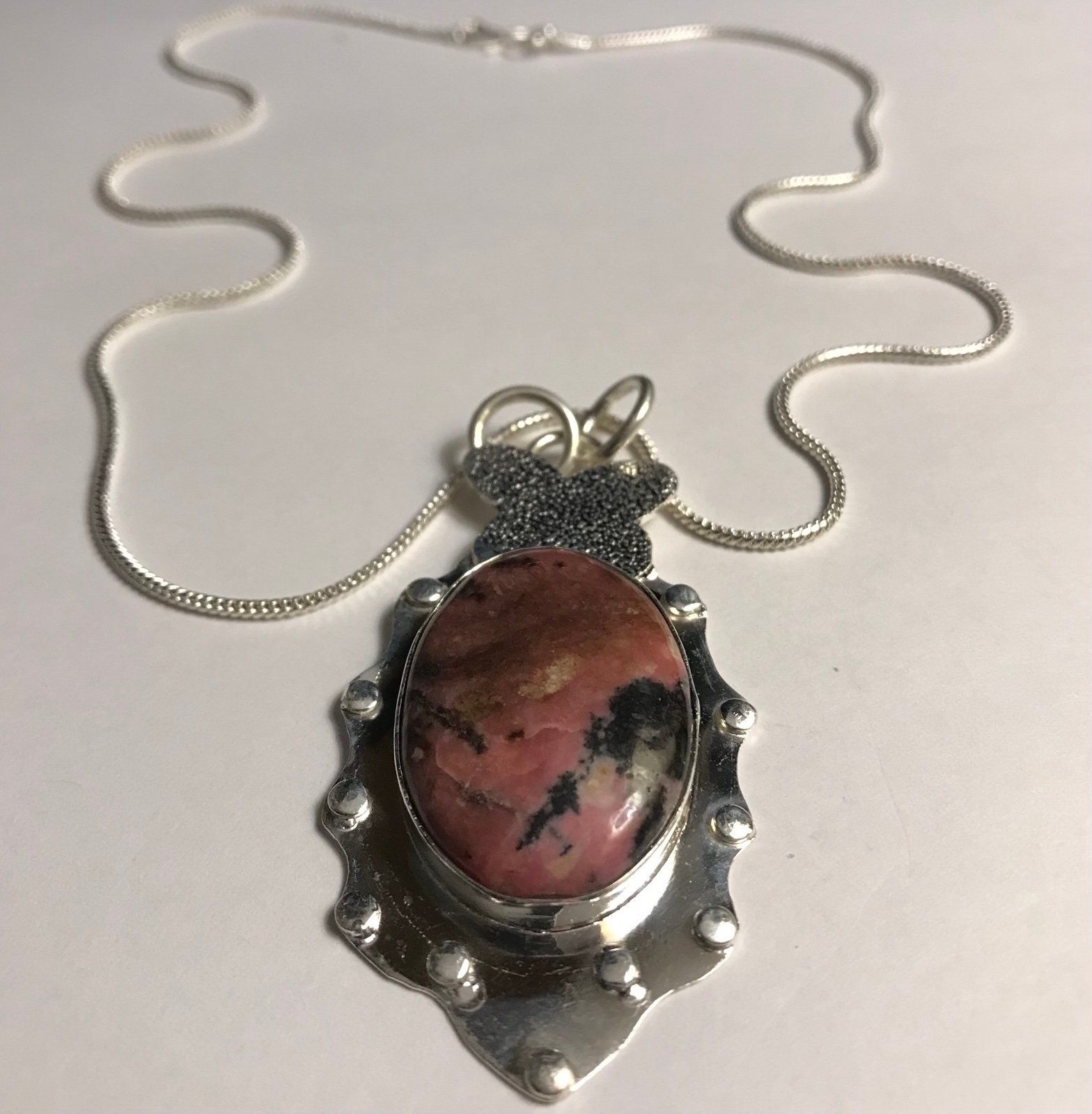 Rhodochrosite 925 Sterling Silver Necklace