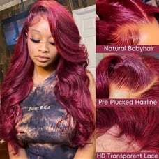 28 Inch Burgundy Lace Front Wig