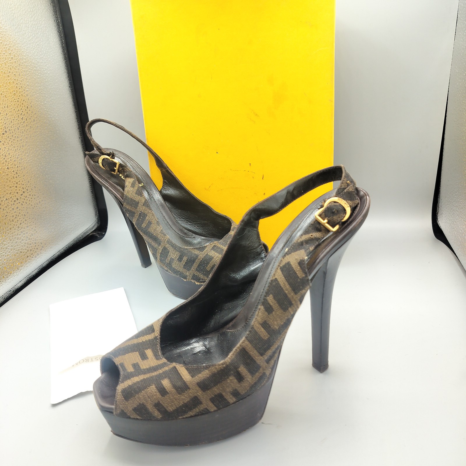 Fendi Brown Zucchino Canvas Platform Heels EU 40 US 9.5