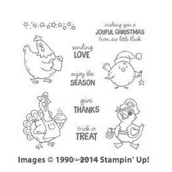 STAMPIN UP Birds Feather Cling Stamp Set Chicken Duck Turkey Fall Thanksgiving