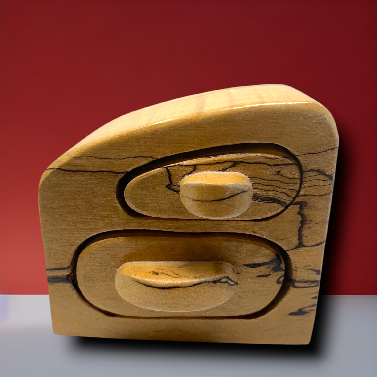 Vintage Olive Wood Mini Drawer Puzzle Trinket Jewelry Box Dave Ross Modernist